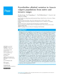 Pyrrolizidine Alkaloid Variation in Senecio Vulgaris Populations from Native and Invasive Ranges