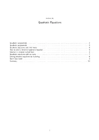 Quadratic Equations