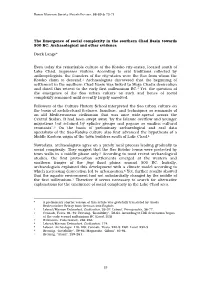 The Emergence of Social Complexity in the Southern Chad Basin Towards 500 BC: Archaeological and Other Evidence