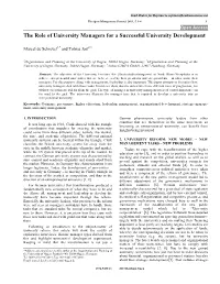 The Role of University Managers for a Successful University Development