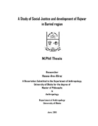 A Study of Social Justice and Development of Rajwar in Barind Region