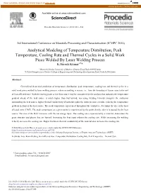 Analytical Modeling of Temperature Distribution, Peak
