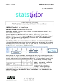 ANCOVA (Analysis of Covariance)