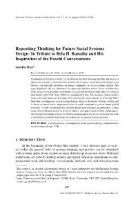 In Tribute to Bela H. Banathy and His Inspiration of the Fuschl Conversations