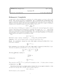 Lecture 19 Kolmogorov Complexity