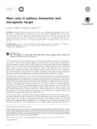 Mast Cells in Asthma: Biomarker and Therapeutic Target