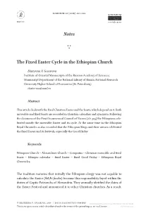 Notes the Fixed Easter Cycle in the Ethiopian Church