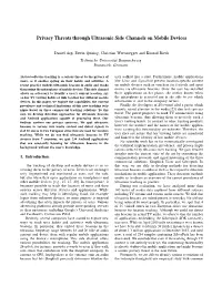 Privacy Threats Through Ultrasonic Side Channels on Mobile Devices