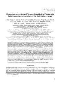 Rousettus Aegyptiacus (Pteropodidae) in the Palaearctic: List of Records and Revision of the Distribution Range*