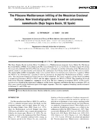 The Pliocene Mediterranean Infilling of the Messinian Erosional Surface: New Biostratigraphic Data Based on Calcareous Nannofossils (Bajo Segura Basin, SE Spain)