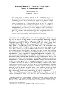 A Critique of Co-Deterministic Theories of Structure and Agency*