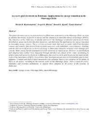 Access to Grid Electricity in Botswana: Implications for Energy Transition in the Okavango Delta