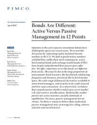 Bonds Are Different: Active Versus Passive Management in 12 Points