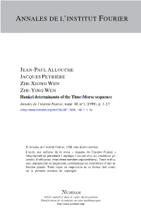 Hankel Determinants of the Thue-Morse Sequence Annales De L’Institut Fourier, Tome 48, No 1 (1998), P