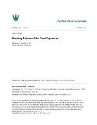 Monetary Failures of the Great Depression