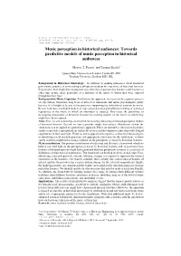 Music Perception in Historical Audiences: Towards Predictive Models of Music Perception in Historical Audiences