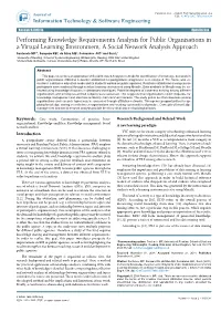 Performing Knowledge Requirements Analysis for Public Organisations in a Virtual Learning Environment: a Social Network Analysis