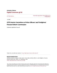 0570 Interim Committee on Police Officers' and Firefighters' Pension Reform Commission