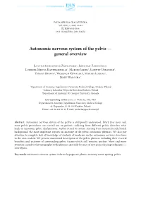 Autonomic Nervous System of the Pelvis — General Overview