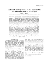 Differential Projections of the Infralimbic and Prelimbic Cortex in the Rat