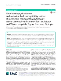 Nasal Carriage, Risk Factors and Antimicrobial Susceptibility Pattern of Methicillin Resistant Staphylococcus Aureus Among Healt