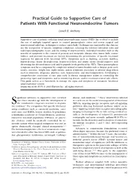 Practical Guide to Supportive Care of Patients with Functional Neuroendocrine Tumors