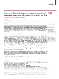 Safety and Efficacy of Testosterone for Women: a Systematic Review and Meta-Analysis of Randomised Controlled Trial Data
