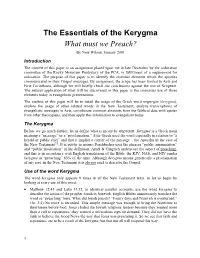 The Essentials of the Kerygma What Must We Preach? by Nate Wilson, January 2001