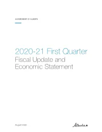 2020-21 First Quarter Fiscal Update and Economic Statement