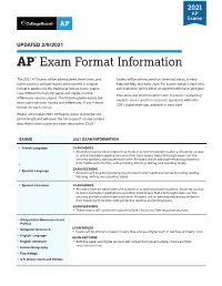 AP Exam Format Information