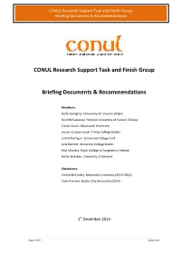 CONUL Research Support Task and Finish Group Briefing Documents
