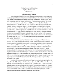 Getting Started with Leviticus by Ted Hildebrandt Copyright © 2012
