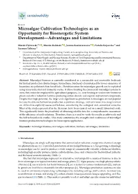 Microalgae Cultivation Technologies As an Opportunity for Bioenergetic System Development—Advantages and Limitations