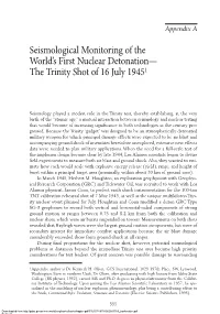 Seismological Monitoring of the World's First