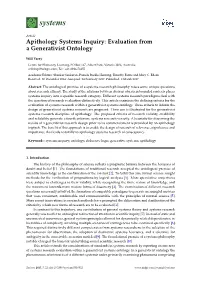 Apithology Systems Inquiry: Evaluation from a Generativist Ontology
