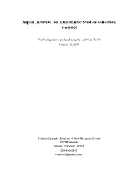 Aspen Institute for Humanistic Studies Collection Mss.00020