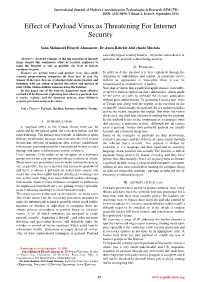 Effect of Payload Virus As Threatening for Internet Security