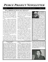Peirce Project Newsletter