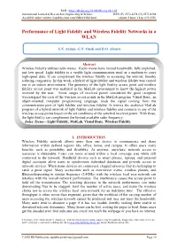 Performance of Light Fidelity and Wireless Fidelity Networks in a WLAN