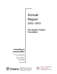 Annual Report for the Fiscal Year 2002-2003