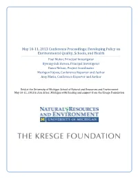 Developing Policy on Environmental Quality, Schools, and Health