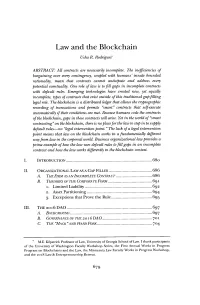 Law and the Blockchain