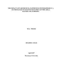 (Parthenium Hysterophorus L.) on the Range Ecosystem Dynamics of the Jijiga Rangeland, Ethiopia