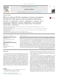 RNA Over-Editing of BLCAP Contributes To