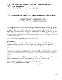 The Conceptual Analysis of Stress Management Through Yogic Science