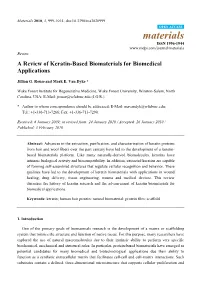 A Review of Keratin-Based Biomaterials for Biomedical Applications