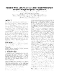 Challenges and Future Directions in Benchmarking Smartphone Performance