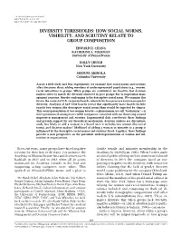 Diversity Thresholds: How Social Norms, Visibility, and Scrutiny Relate to Group Composition
