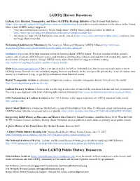LGBTQ History Resources