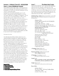 Liturgy & Music Guide – Summer 2020